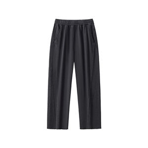 Global Streetwear Pantalones de hombre 360GSM de pierna ancha, lavado desgastado Raw-Hem Loop-Knit - Product Image 1