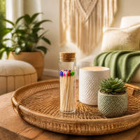 Allumettes en verre personnalisées avec étiquette, allumettes en bois naturel, bougie parfumée, présentoir de vente au détail, coffret cadeau, accessoire pour bougies