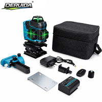 DERUIDA Niveau laser 360° à lignes croisées, auto-nivelant, faisceau vert, rotatif pour intérieur, autres outils