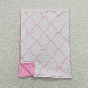 Wholesale Baby Toddler Girls <b>Clothes</b> Pink Bow Print Bamboo Two-piece Sets Romper and Blanket Cute Sister Matching Outfits - Product Image 5