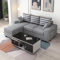 Sofá de Tela en Forma de L de Tres Plazas Económico con Relleno de Esponja de Alta Densidad, Diseño Moderno y Sencillo - Compra al por Mayor