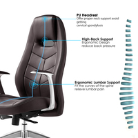 Guangdong Manager Boss PDG Ordinateur Chaise de bureau à dossier haut en cuir PU Design moderne de direction Chaises ergonomiques pivotantes pour le bureau