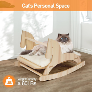 Fauteuil à bascule en bois durable en gros, lit balançoire mignon en forme de cheval à motif uni pour petits animaux - Product Image 2