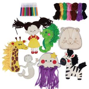 Pièces en bois d'animaux <span class=keywords><strong>de</strong></span> formes multiples populaires Sirène et animaux marins Tranches <span class=keywords><strong>de</strong></span> bois Kit <span class=keywords><strong>de</strong></span> peinture DIY pour le jeu créatif des enfants - Product Image 2