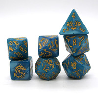 Jeu de dés polyédriques personnalisés Dragon acrylique en vrac dés à tourbillon à paillettes bleues