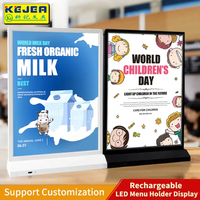 Support de menu LED rechargeable en forme de T Kejea A4, éclairage rétroéclairé lumineux pour la publicité et la promotion des entreprises alimentaires sur bureau