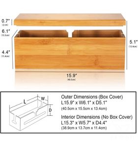Elegante organizador de cables, caja de gestión de cables para Cord Hider, caja organizadora de cables de gestión de cables de Bambú - Product Image 3