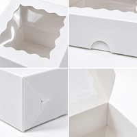 Boîte à pâtisserie en papier blanc écologique avec quatre inserts pour cupcakes, doublure en éponge, revêtement UV, fenêtre transparente pour l'emballage de desserts et de cadeaux