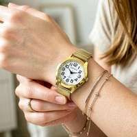 Montre à quartz à bracelet élastique avec échelle de numéros, tendance pour femmes et hommes, montre-bracelet extensible A27006