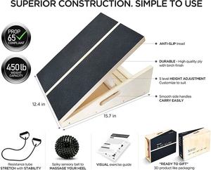 プロ調整可能なインクラインカーフストレッチャー木製スラントボードカスタムサイズフィットネスバランストレーナー - Product Image 5