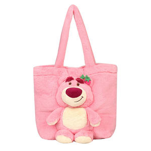 Hot Fashion Female Cute Bear Satchel Cartoon Plüsch tier Tasche mit Knopf verschluss für Frauen Großhandel - Product Image 1