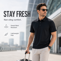 Camisa Polo de Viaje para Hombre JNEI, Manga Corta, Antiadherente, de Secado Rápido, Resistente a las Manchas de Sudor, para Viajes al Aeropuerto y de Negocios