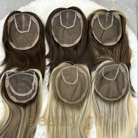 Perruque Lace Front Topper de Cheveux Humains Européens Clip de Couleur de Surbrillance dans les Morceaux de Cheveux Juif Casher Topper Single Knot Lace Toupee pour Femme