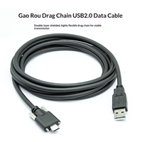 Kabel Data USB2.0 ke Type-C untuk Kamera Industri dengan Sekrup Pengunci Panel Tetap, Fleksibel Tinggi, Rantai Tarik, Tembaga Terlindungi
