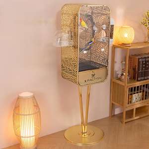 Kuş kafesi Villa papağan lüks çevre dostu plastik klasik zemin ayakta kapalı açık ev kullanımı altın Cockatiel Ironwork - Product Image 5