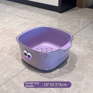 Hai lớp hộ gia đình nhựa Silicone colander lọc dễ thương trái cây tấm Rau rửa giỏ nước cống Lọc - Product Image 6