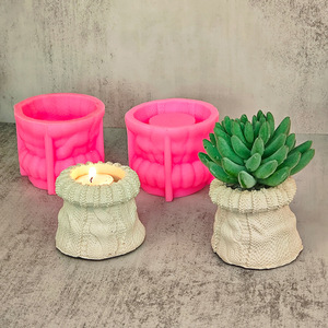 Early Riser Petit <span class=keywords><strong>Laine</strong></span> Tricoté Chapeaux Gypse Pots De Fleurs Chandelier Silicone Moule DIY Boîtes De Rangement Bougies Bocaux Moulures - Product Image 1