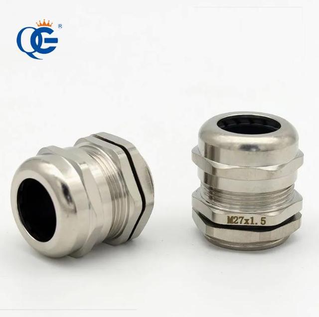 M27*1.5 Nickel Plated Brass Cable Gland IP68 Waterproof with Nylon & Stainless Steel ROHS Certified Metric Size