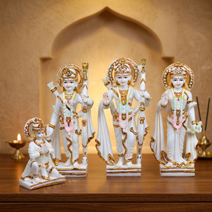 Ensemble de Statues Artisanales en Résine Ram Darbar – Idoles Traditionnelles du Seigneur Rama, Sita, Lakshman et Hanuman – Figurines Religieuses pour l'Agencement de la Maison - Product Image 3