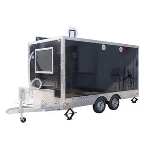 Fully-Equipped 3-Meter Extractor Hood Mobile Kitchen Trailer Hot Dog & BBQ Food Cart with Window for Food Trailer