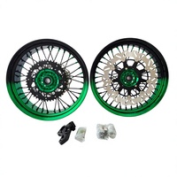 Ensemble de roues Supermoto de 17 pouces pour Honda CR CRF 2002-2024, jantes de course en alliage d'aluminium CNC bleu clair, en stock