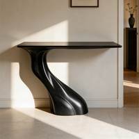 Table console Silhouette bio, finition mate foncée, meuble d'appoint sinusoïdal pour couloir, piédestal moulé futuriste, pédiment d'intérieur de luxe