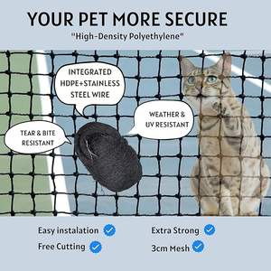 Filet de protection pour balcon pour animaux de compagnie, filet anti-morsure de haute qualité en HDPE + fil d'acier, OEM - Product Image 2