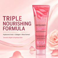 Gel Exfoliant Secret Floral à la Rose, Acide Hyaluronique et Collagène, Gommage Corporel Hydratant pour Adultes - OEM/ODM & Agences Globales Recherchées