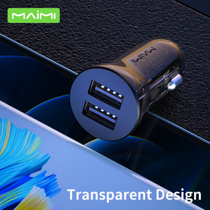 Chargeur de voiture mini transparent Maimi, double port USB, 5V 2.4A, adaptateur de charge rapide, prise universelle compacte pour voiture, pour smartphones - Product Image 2
