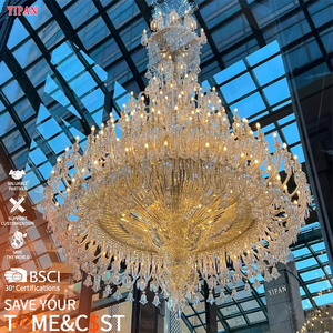 Lustres classiques en cristal doré, luminaires suspendus de style français pour villas, hôtels, décorations de mariage, économie d'énergie, à intensité variable - Product Image 1