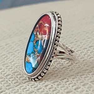 Anello a sigillo lungo ovale effetto marmo da donna, accessorio vintage di tendenza per tutti i giorni e feste - Product Image 3