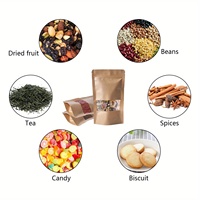Sacs d'emballage en papier kraft brun en gros, refermables, thermoscellables, pour aliments, avec fenêtre transparente