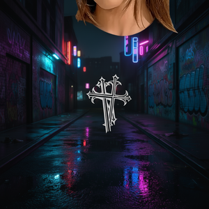 Top Corto de Manga Larga con Estampado de Cruz Gótica para Mujer, Estilo Y2K, Cuello Redondo, Tejido de Punto, Spandex y Poliéster, para Todas las Temporadas - Product Image 2