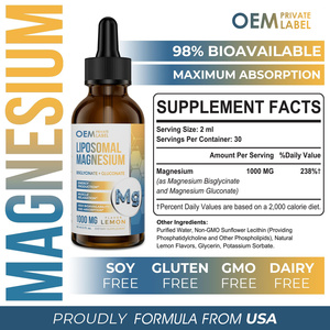 Gouttes de magnésium liposomal de haute résistance Le <span class=keywords><strong>bisglycinate</strong></span> de magnésium soutient l'aide au sommeil Soulagement du stress Gouttes liquides de magnésium 60ML - Product Image 2