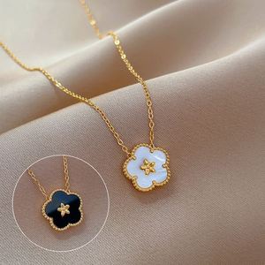 Tarnish Free Gold Plated No Fade Double Side Flower Clavicle <b>Chain</b> Necklace for Women Zircon Geometric Stainless Steel Necklace - Product Image 5
