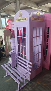 תא טלפון לונדוני קלאסי ורוד ממתכת עתיקה בהתאמה אישית למכירה בסיטונאות בלונדון - Product Image 3