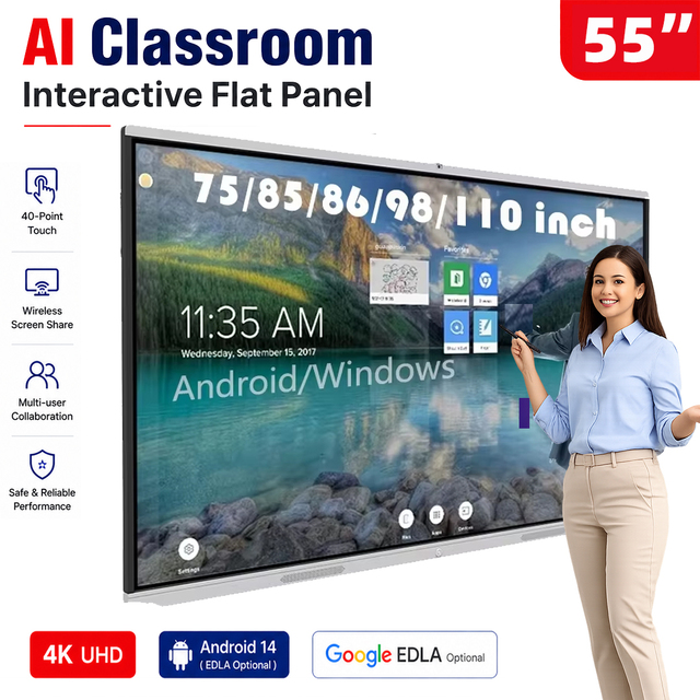 China Factory OEM 55 Inch Interactive Flat Panel 4K Multi Touch Smart Board Digital Whiteboard for School Classroom Teaching