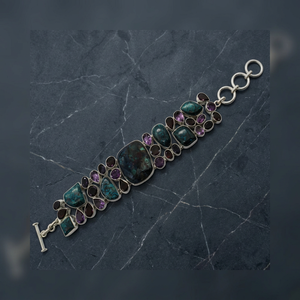 925artpalace <b>Solid</b> Multistone Sterling <b>Silver</b> Gemstone <b>Bracelet</b> Colorful - Product Image 2