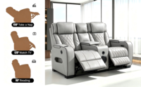 Canapé de cinéma électrique inclinable avec massage, deux places, en cuir véritable, design moderne, chargeur sans fil, pour utilisation dans les centres commerciaux et les hôtels