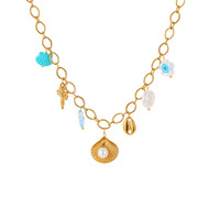 Collier tendance en acier inoxydable avec chaîne en bambou, motif étoile de mer, style Océan, pour l'été, inspiré de la mode européenne et américaine