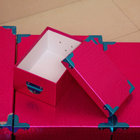 Nouvel arrivage : Kit de boîtes cadeaux en papier grain litchi, boîtes de rangement pour la maison avec poignées, ensemble de 10 boîtes cadeaux avec protection d'angle
