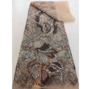 Tela de encaje para boda tela de encaje blanco africano 5 yardas telas de cordones de alta calidad para mujer vestido de novia de boda francés - Product Image 2