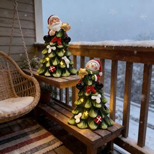 Luces <span class=keywords><strong>de</strong></span> Gnomo <span class=keywords><strong>de</strong></span> Santa Claus y <span class=keywords><strong>Muñeco</strong></span> <span class=keywords><strong>de</strong></span> <span class=keywords><strong>Nieve</strong></span> Pintadas en Terracota - Adornos Decorativos Navideños para el Hogar con Brillo LED - Product Image 6