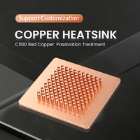 Dissipateur de chaleur en cuivre personnalisé 30 mm, mini bloc carré de refroidissement CPU avec 4 trous de fixation