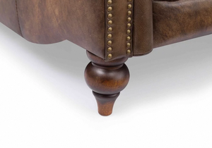 Elegant Leather Arm Chair Wooden Frame Durable Construction Comfortable Cushioning Perfect Classic <b>Seating</b> For Living Room - Product Image 3