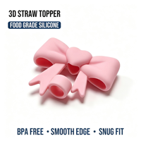 En gros, embouts de paille personnalisés de 10 mm pour gobelets, breloques de paille en silicone en forme de grand nœud, OEM, faible MOQ