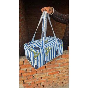 Handcrafted Cotton Quilted Duffle Bag With Unique Traditional <b>Block</b> Print Stylish Lightweight Durable And Spacious Bag - Product Image 4