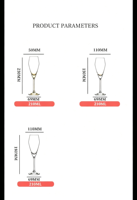 Verres à cocktail haut de gamme en cristal avec pied or-diamant, style moderne et minimaliste, pour vin mousseux - Commande directe