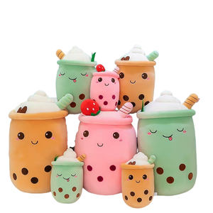 DISPONIBILE Peluche Kawaii Giocattolo Cuscino Morbido a Forma di Caffè Frutta Latte Fragola Boba Bubble Tea - Product Image 1