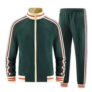 Ensemble de survêtements classiques décontractés pour hommes, veste et pantalon à manches longues avec fermeture éclair intégrale, tenue 2 pièces - Product Image 1